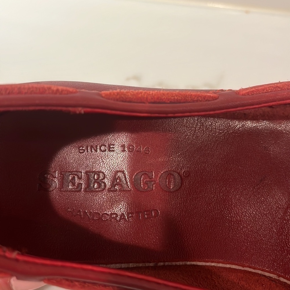 Sebago Red Leather Loafers Boat Shoes - Picture 8 of 11